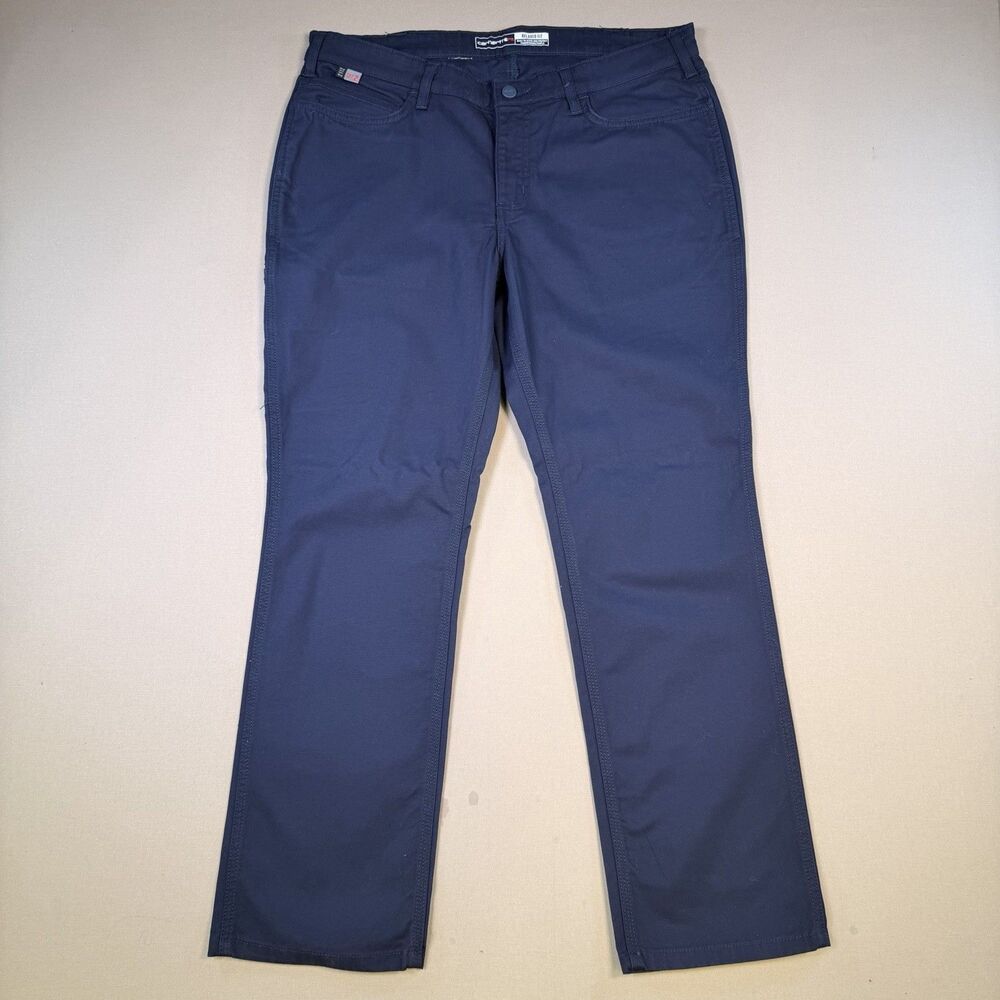 NWT Carhartt Women’s Navy FR rugged Flex canvas pant Size 14 Short -CAT 2- 36x28